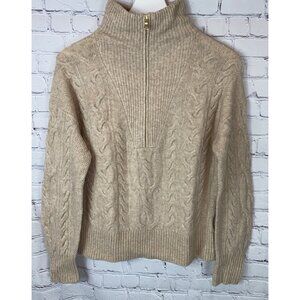 J.CREW Womens’ Beige Cable Knit 1/2 Zip Sweater in Supersoft Yarn Size XS BD032